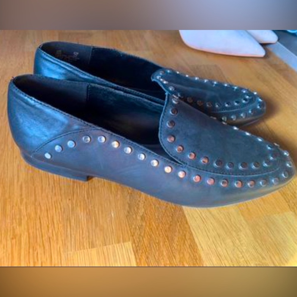 Women’s Black Studded Loafers (9)
